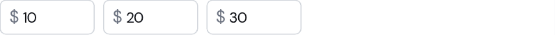 The three preset tip amount fields shown when Customer tips is enabled